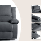 Ensemble de 2 fauteuils inclinables manuels en velours côtelé avec repose-pieds