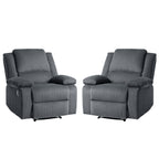 Ensemble de 2 fauteuils inclinables manuels en velours côtelé avec repose-pieds