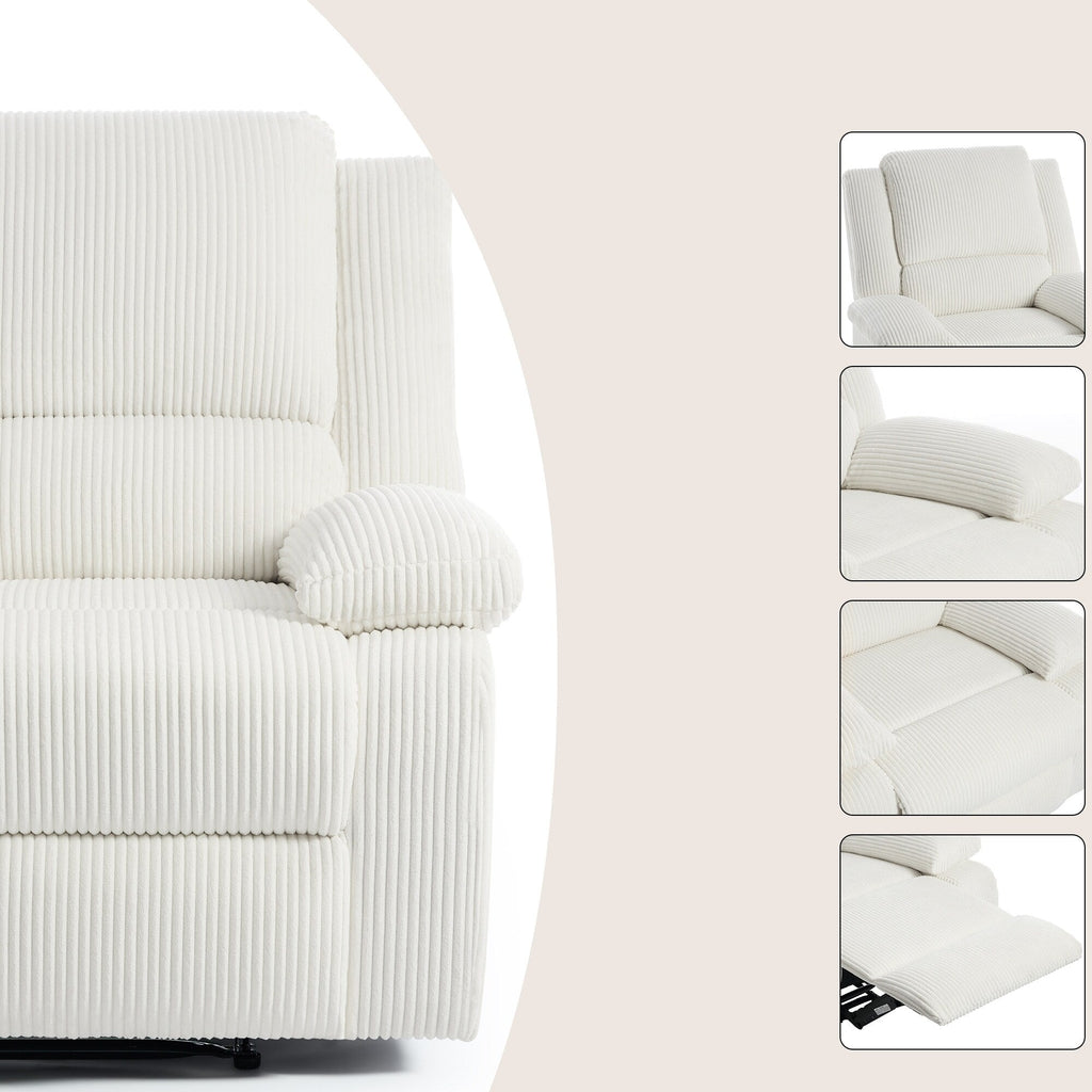 Ensemble de 2 fauteuils inclinables manuels en velours côtelé avec repose-pieds