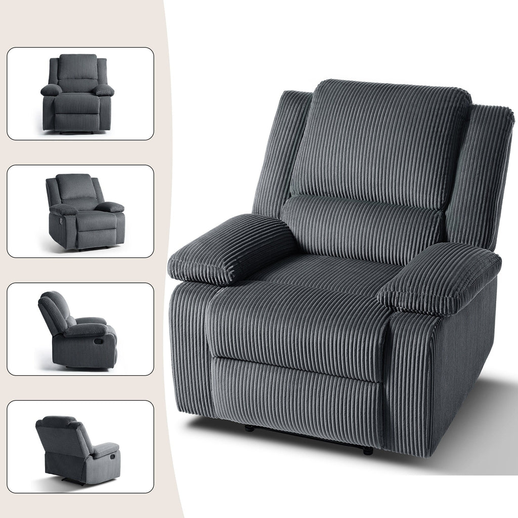 Ensemble de 2 fauteuils inclinables manuels en velours côtelé avec repose-pieds