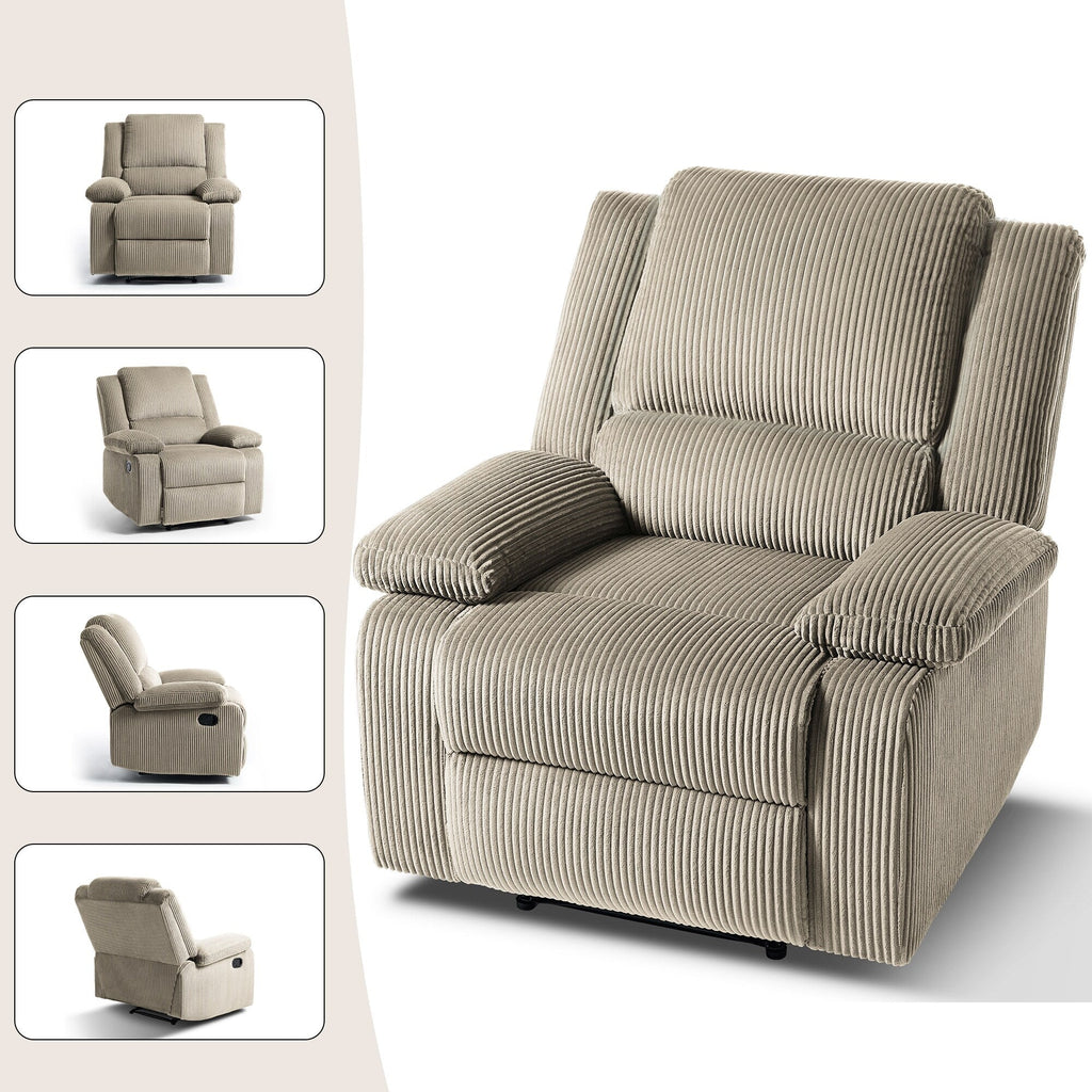 Ensemble de 2 fauteuils inclinables manuels en velours côtelé avec repose-pieds