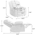 Lot de 2 fauteuils inclinables manuels modernes en velours côtelé, fauteuil d'appoint surdimensionné avec accoudoirs larges