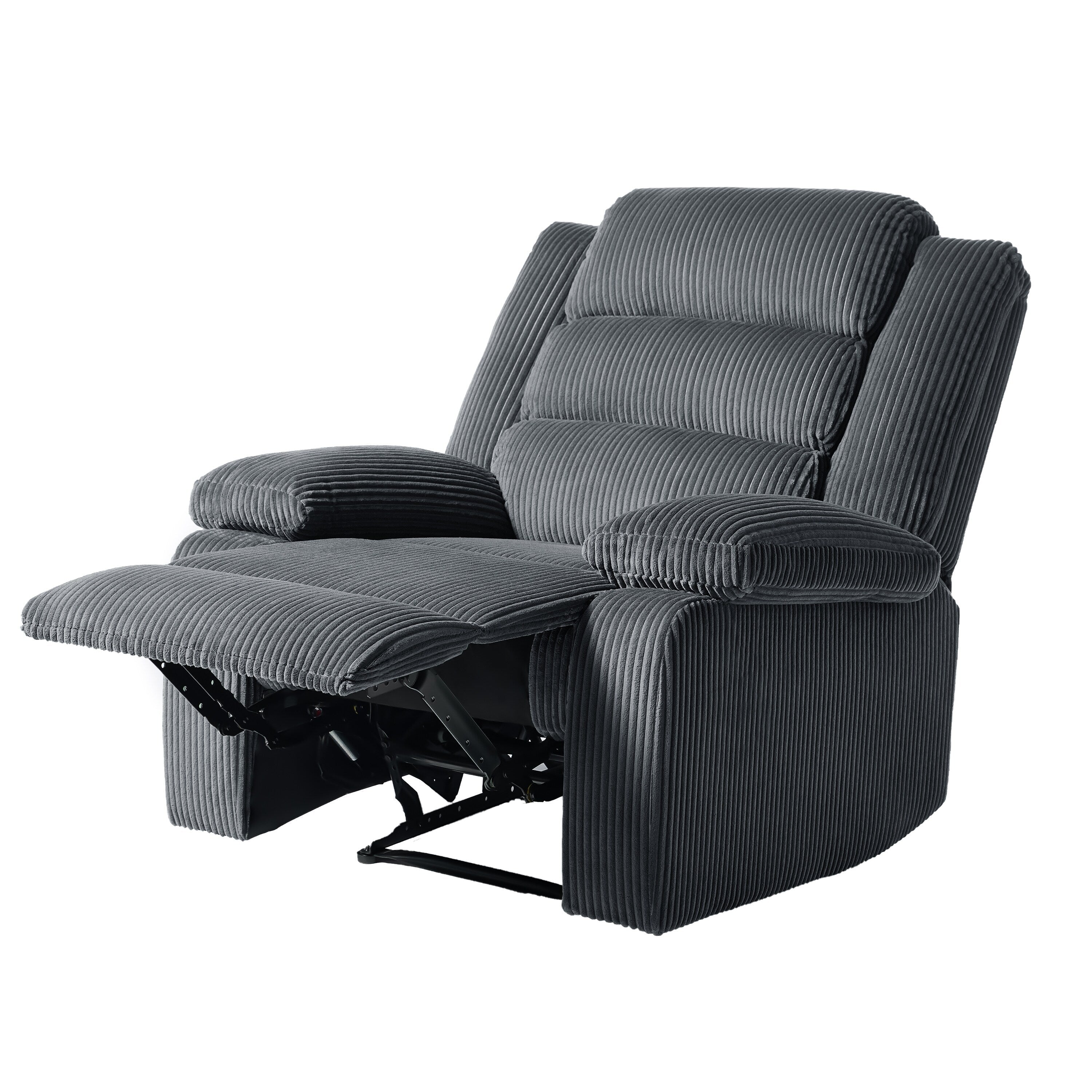 Lot de 2 fauteuils inclinables manuels modernes en velours côtelé, fauteuil d'appoint surdimensionné avec accoudoirs larges