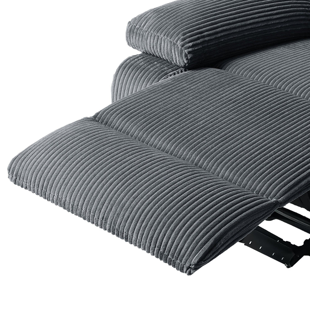 Lot de 2 fauteuils inclinables manuels modernes en velours côtelé, fauteuil d'appoint surdimensionné avec accoudoirs larges