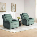 Lot de 2 fauteuils inclinables manuels modernes en velours côtelé, fauteuil d'appoint surdimensionné avec accoudoirs larges