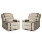 Lot de 2 fauteuils inclinables manuels modernes en velours côtelé, fauteuil d'appoint surdimensionné avec accoudoirs larges