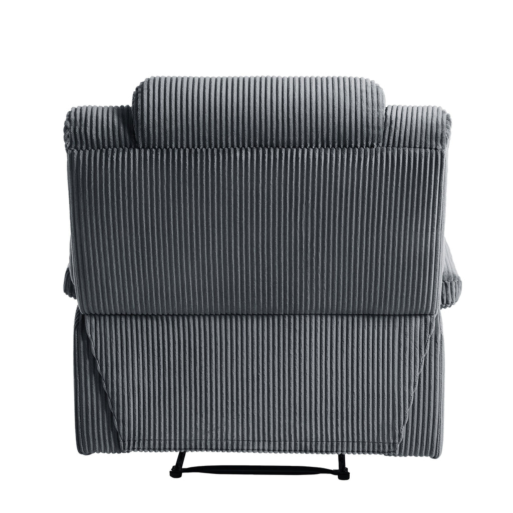 Lot de 2 fauteuils inclinables manuels modernes en velours côtelé, fauteuil d'appoint surdimensionné avec accoudoirs larges