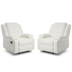 Lot de 2 fauteuils inclinables manuels modernes en velours côtelé, fauteuil d'appoint surdimensionné avec accoudoirs larges