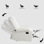 Lot de 2 fauteuils inclinables manuels modernes en velours côtelé, fauteuil d'appoint surdimensionné avec accoudoirs larges