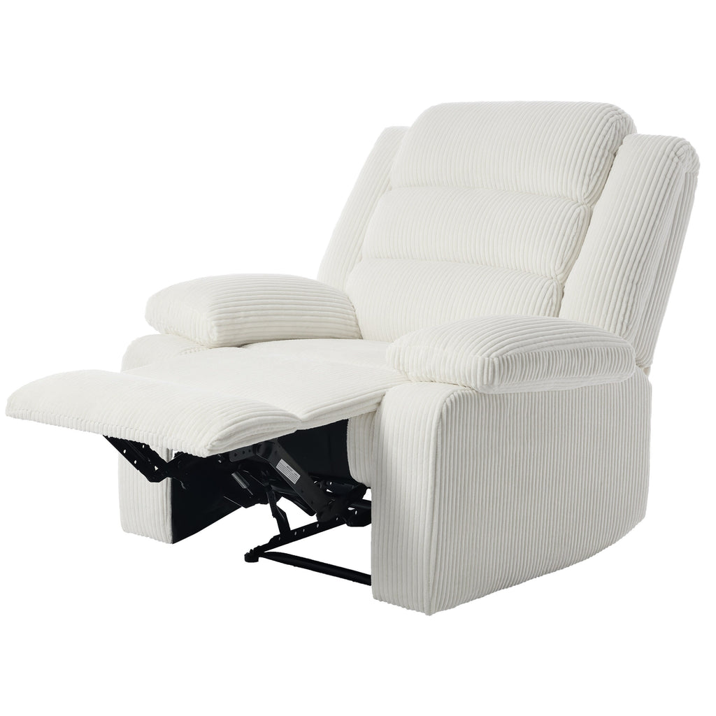 Lot de 2 fauteuils inclinables manuels modernes en velours côtelé, fauteuil d'appoint surdimensionné avec accoudoirs larges