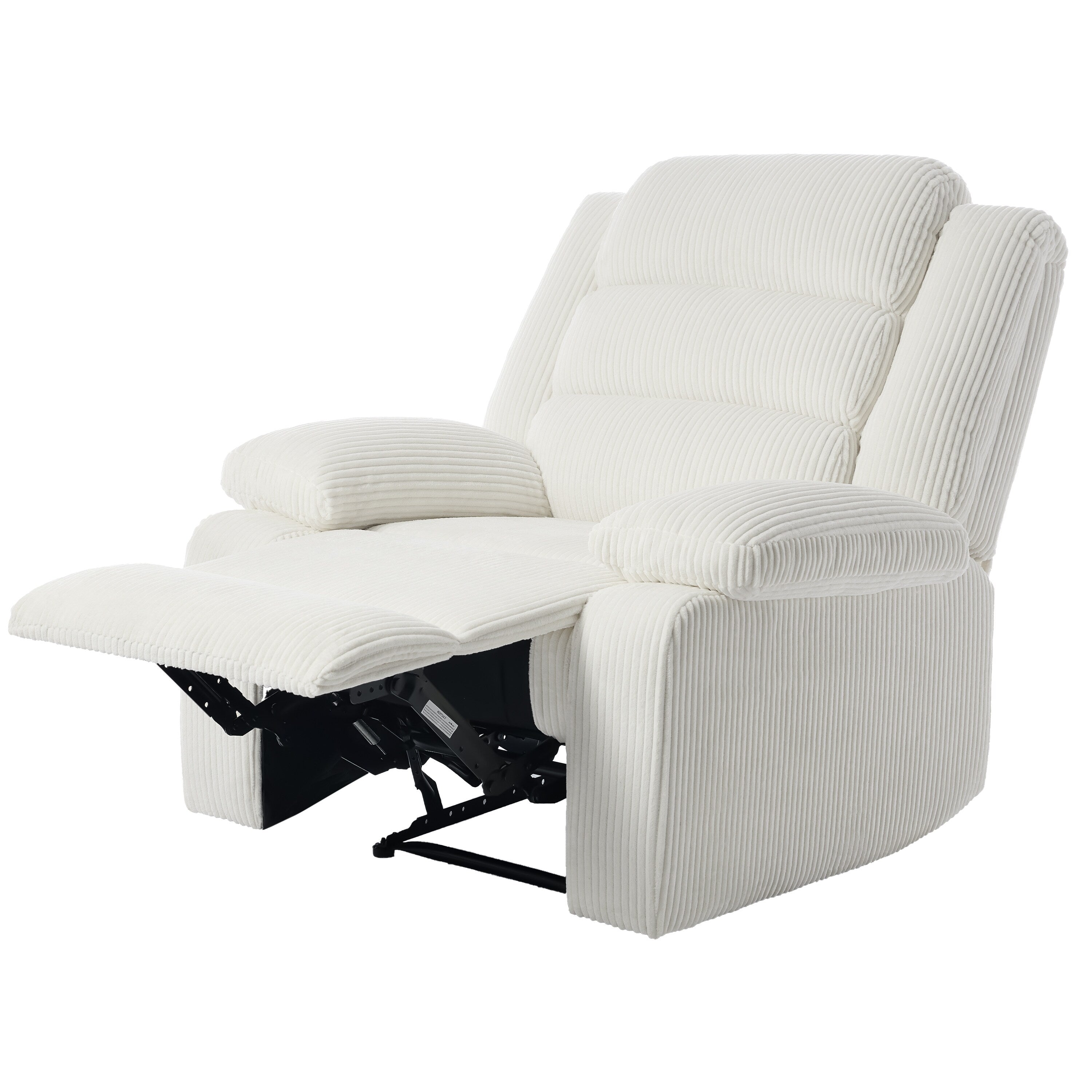 Lot de 2 fauteuils inclinables manuels modernes en velours côtelé, fauteuil d'appoint surdimensionné avec accoudoirs larges
