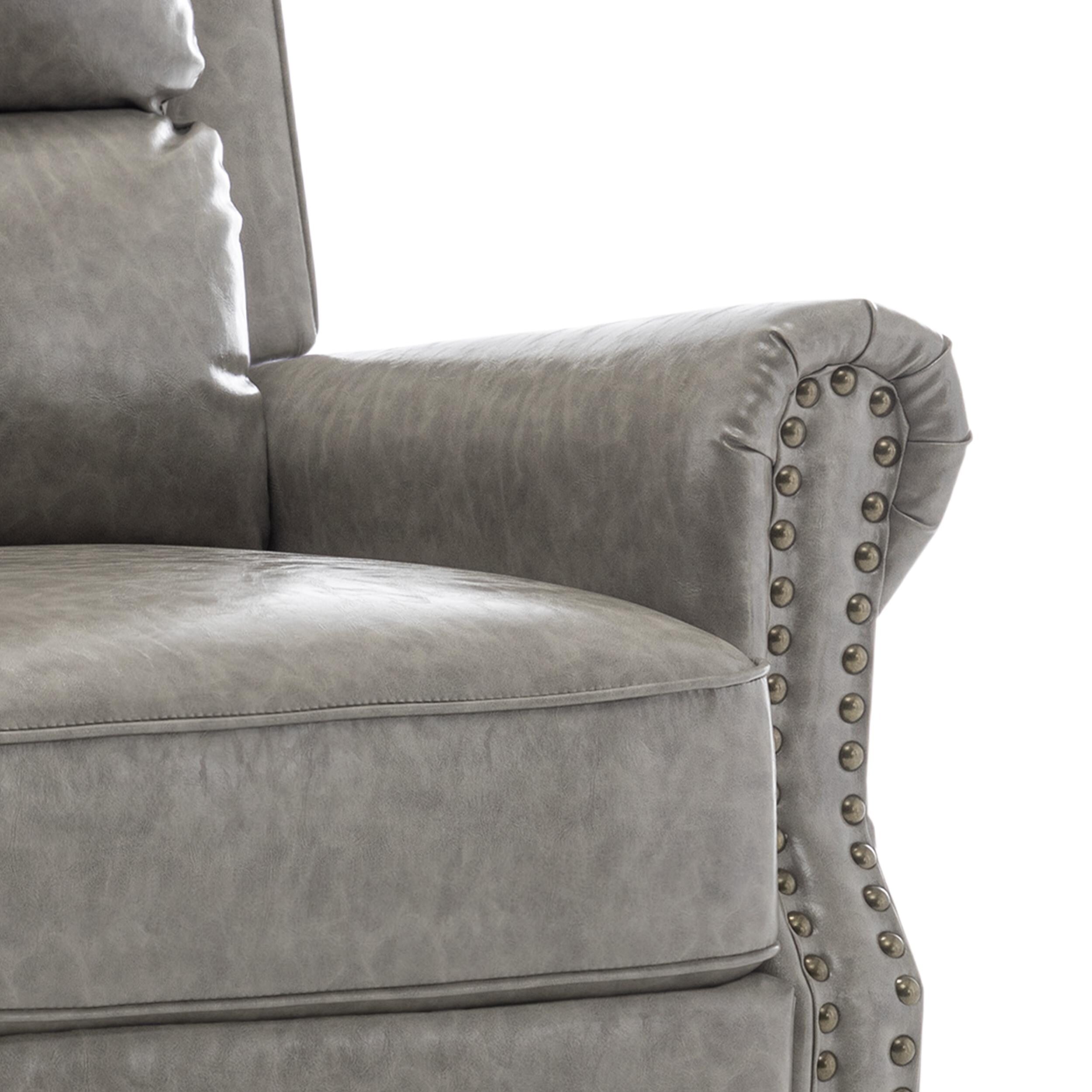 Ensemble de 2 fauteuils inclinables rembourrés avec tête de clou