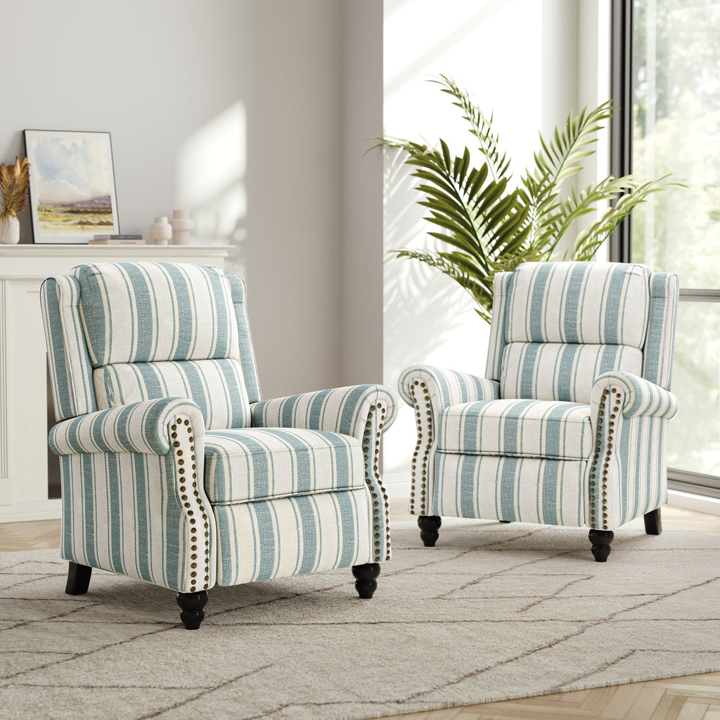 Ensemble de 2 fauteuils inclinables rembourrés avec tête de clou