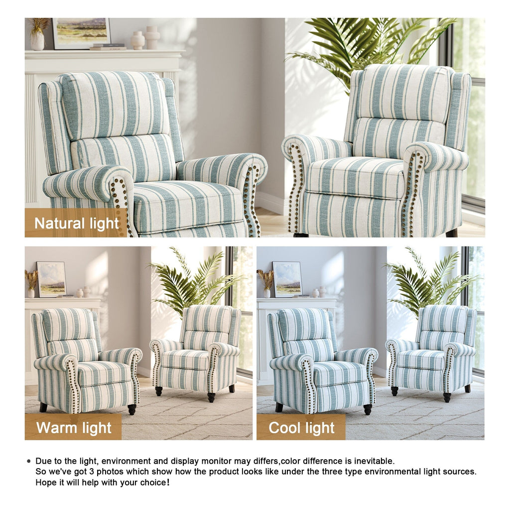 Ensemble de 2 fauteuils inclinables rembourrés avec tête de clou