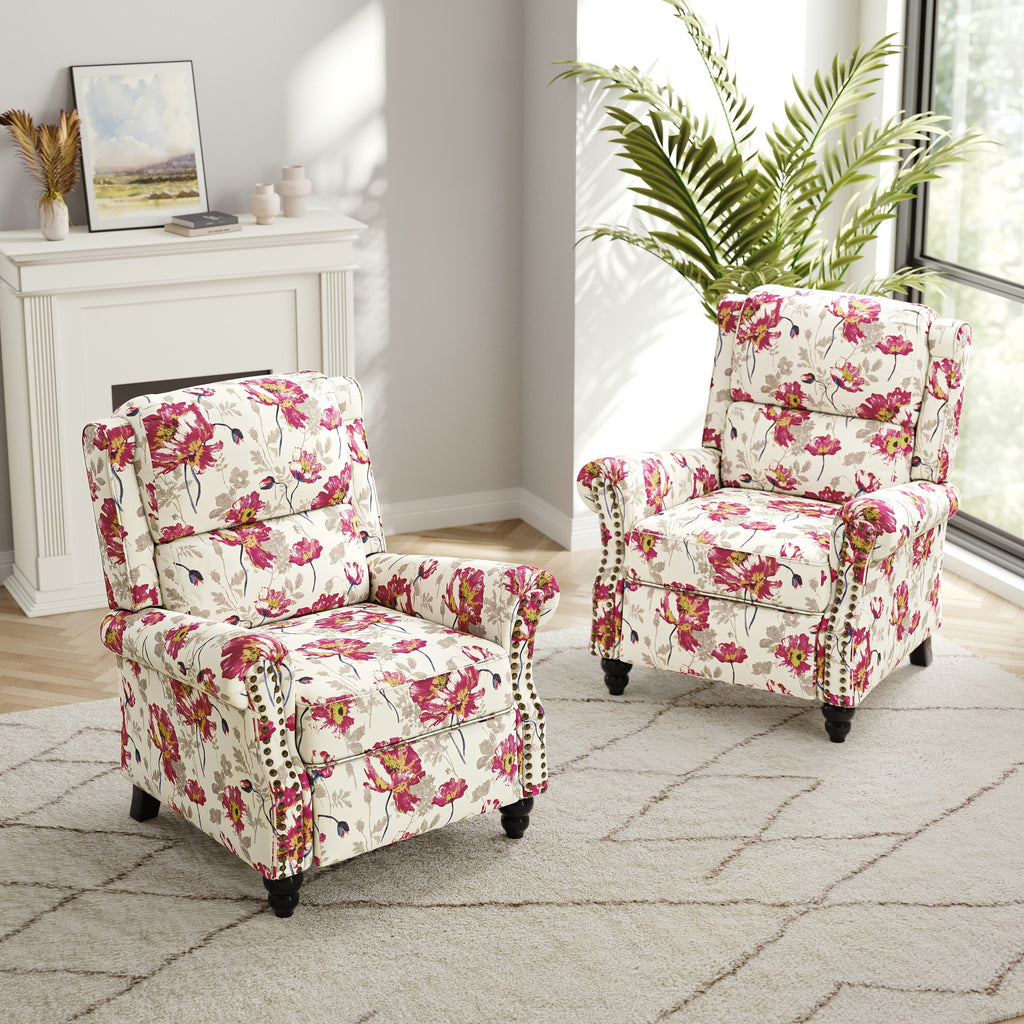 Ensemble de 2 fauteuils inclinables rembourrés avec tête de clou