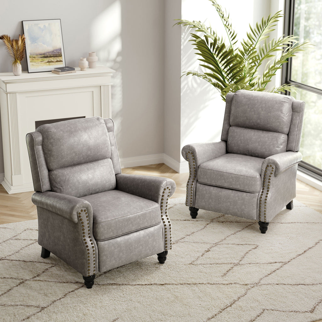 Ensemble de 2 fauteuils inclinables rembourrés avec tête de clou