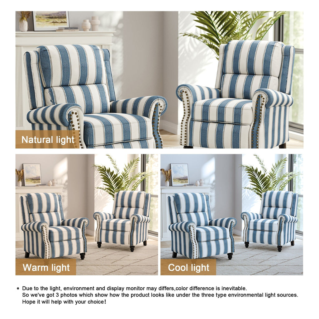 Ensemble de 2 fauteuils inclinables rembourrés avec tête de clou