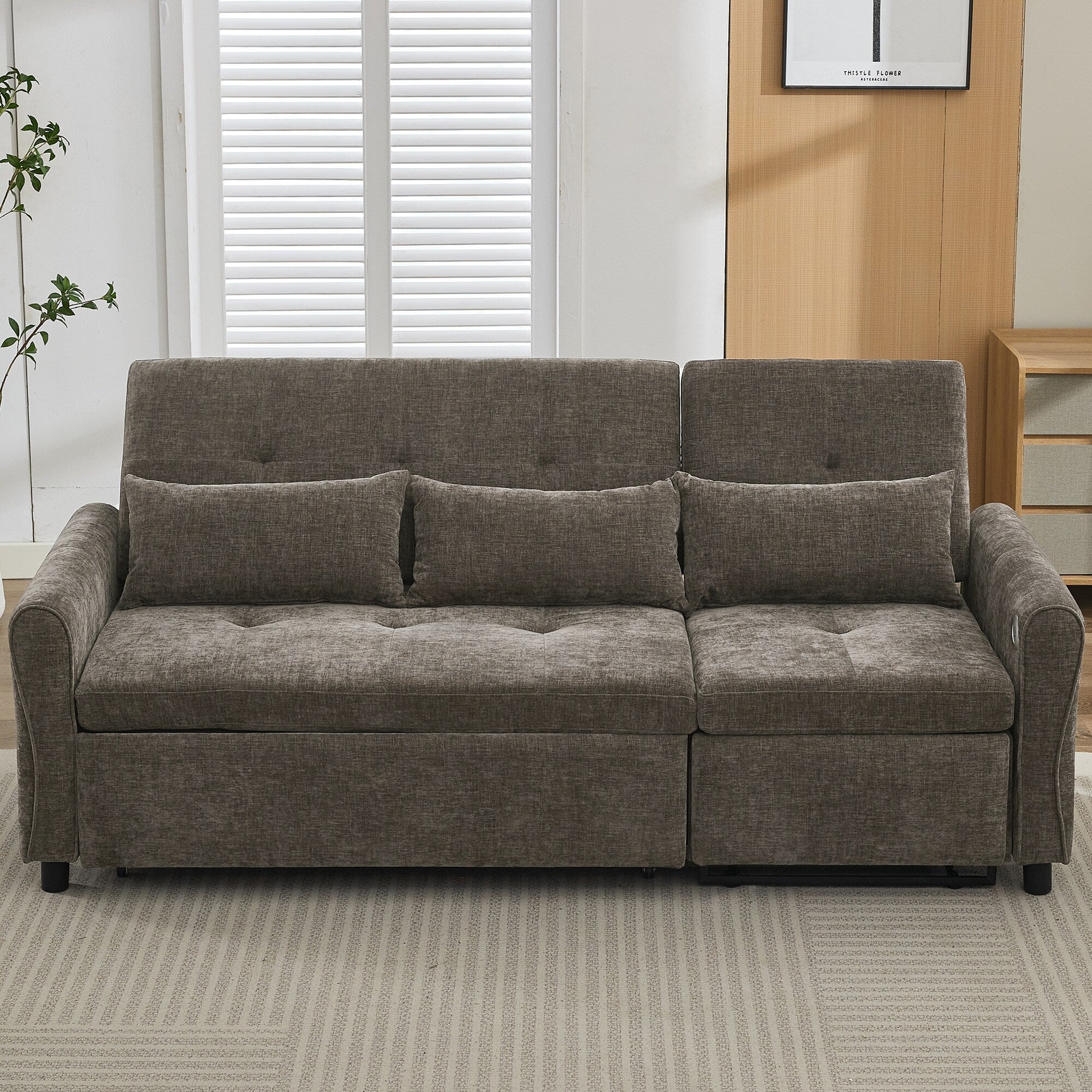 Canapé 2 en 1 82 Canapé trois places avec un canapé-lit et un canapé inclinable réversible pour le salon