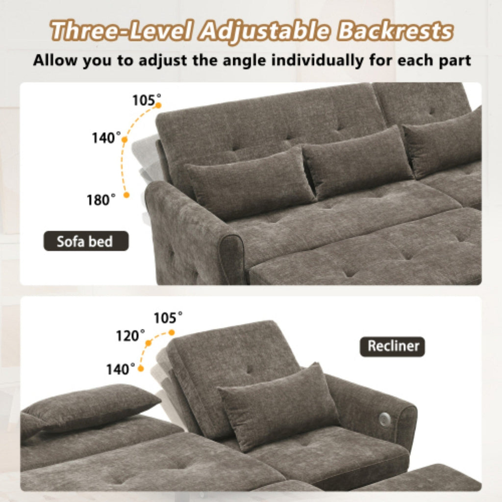 Canapé 2 en 1 avec lit gigogne et fauteuil inclinable réversible par Harper&amp;Bright Designs