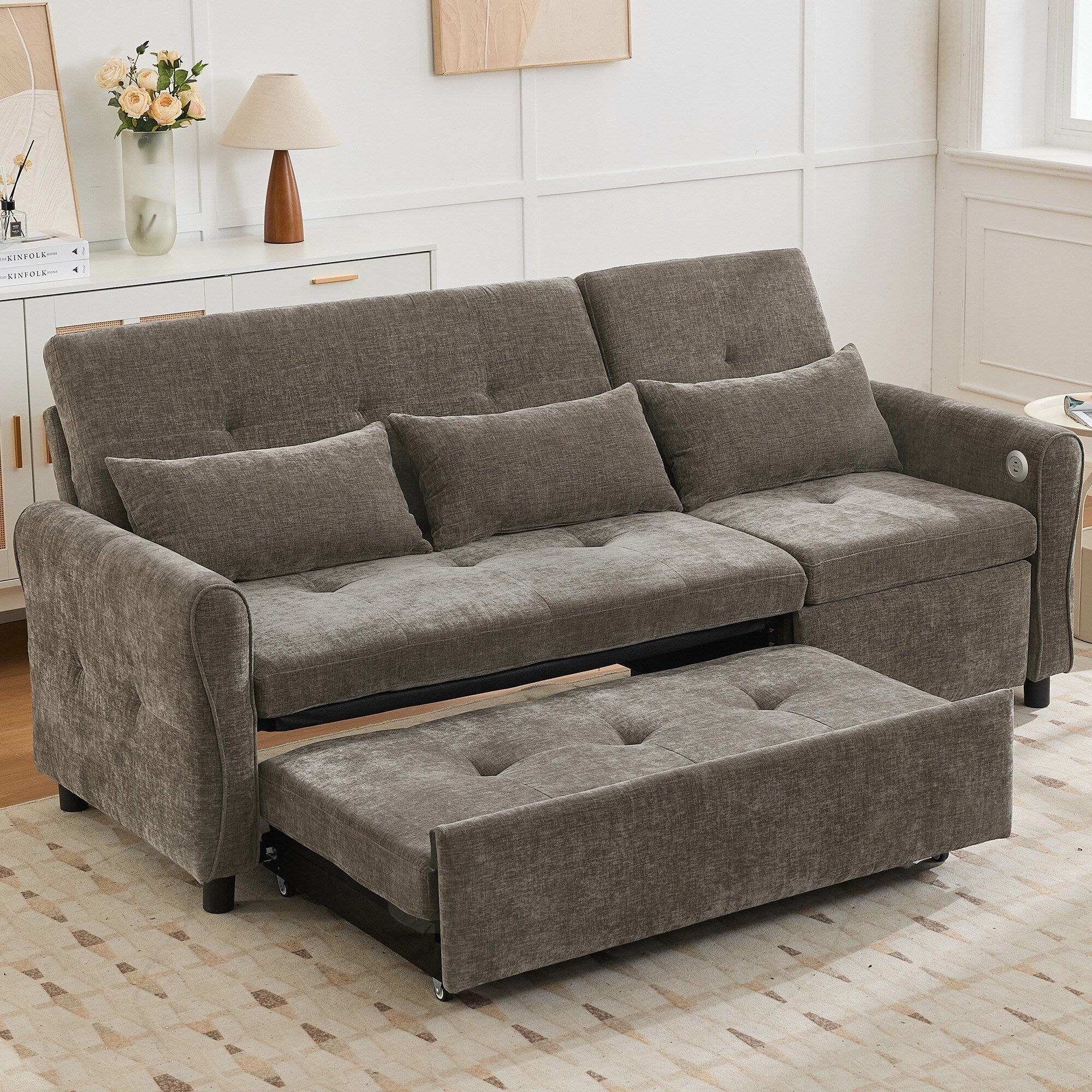 Canapé 2 en 1 avec lit gigogne et fauteuil inclinable réversible par Harper&amp;Bright Designs