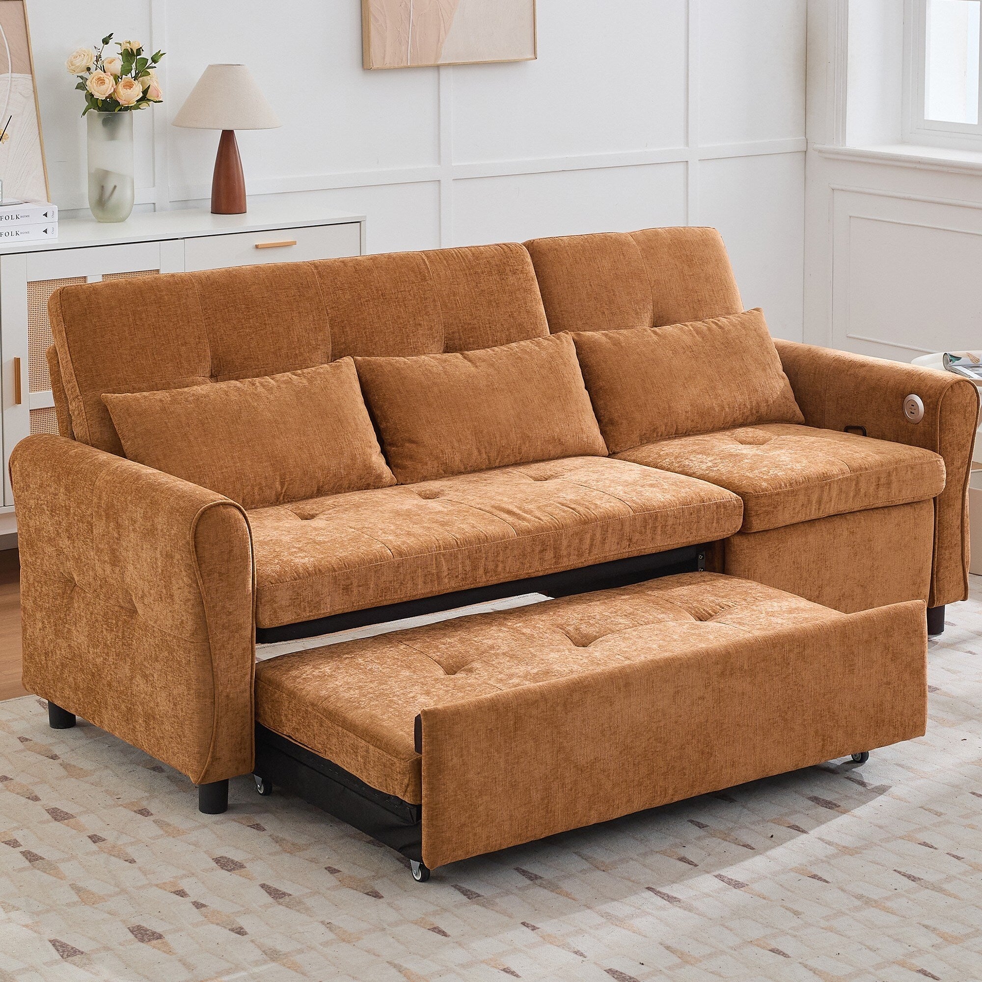 Canapé 2 en 1 avec lit gigogne et fauteuil inclinable réversible par Harper&amp;Bright Designs