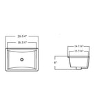 Lavabo de salle de bain rectangulaire en porcelaine et céramique de style européen de 20-3/4 pouces sous plan