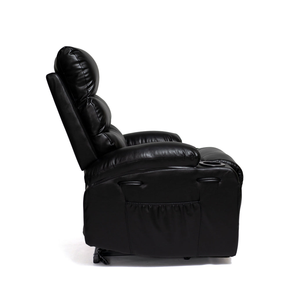 Fauteuil inclinable électrique de 21 pouces de large pour personnes âgées, massage lombaire à 8 points, chauffage, télécommande, poches latérales, porte-gobelets