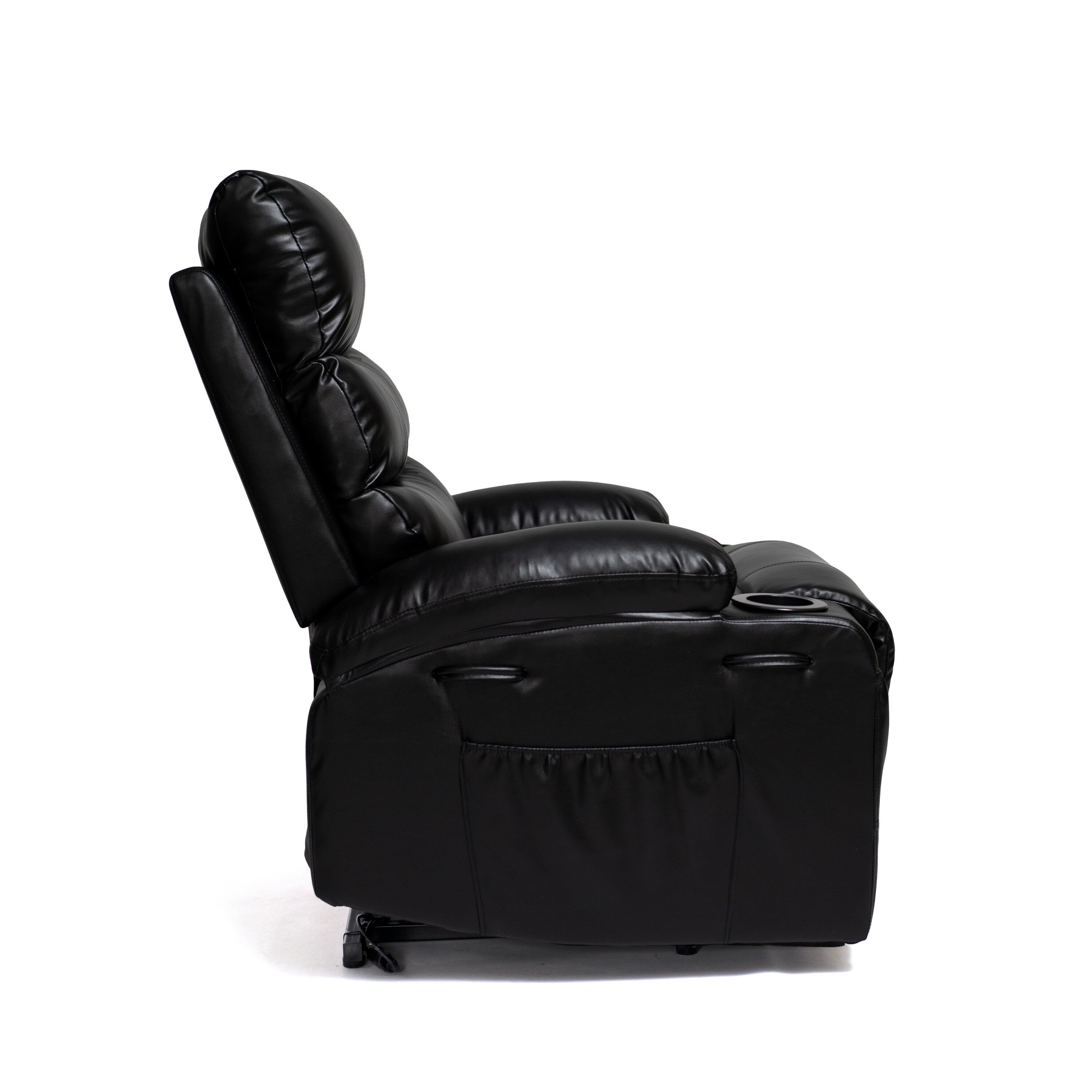 Fauteuil inclinable électrique de 21 pouces de large pour personnes âgées, massage lombaire à 8 points, chauffage, télécommande, poches latérales, porte-gobelets