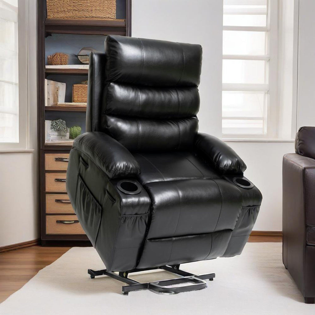 Fauteuil inclinable électrique de 21 pouces de large pour personnes âgées, massage lombaire à 8 points, chauffage, télécommande, poches latérales, porte-gobelets