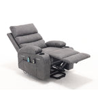Fauteuil inclinable électrique de 21 pouces de large pour personnes âgées, massage lombaire à 8 points, chauffage, télécommande, poches latérales, porte-gobelets