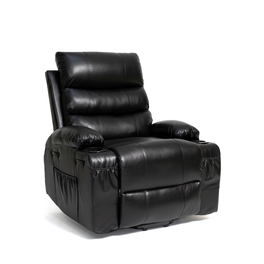 Fauteuil inclinable électrique de 21 pouces de large pour personnes âgées, massage lombaire à 8 points, chauffage, télécommande, poches latérales, porte-gobelets