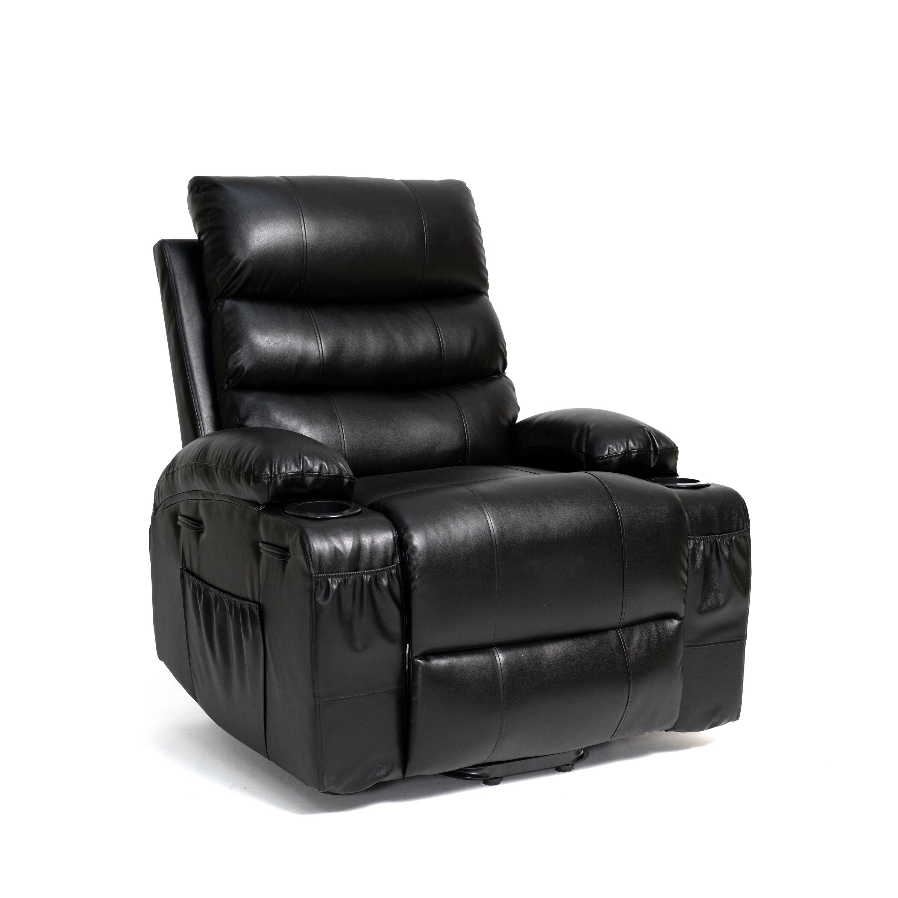 Fauteuil inclinable électrique de 21 pouces de large pour personnes âgées, massage lombaire à 8 points, chauffage, télécommande, poches latérales, porte-gobelets
