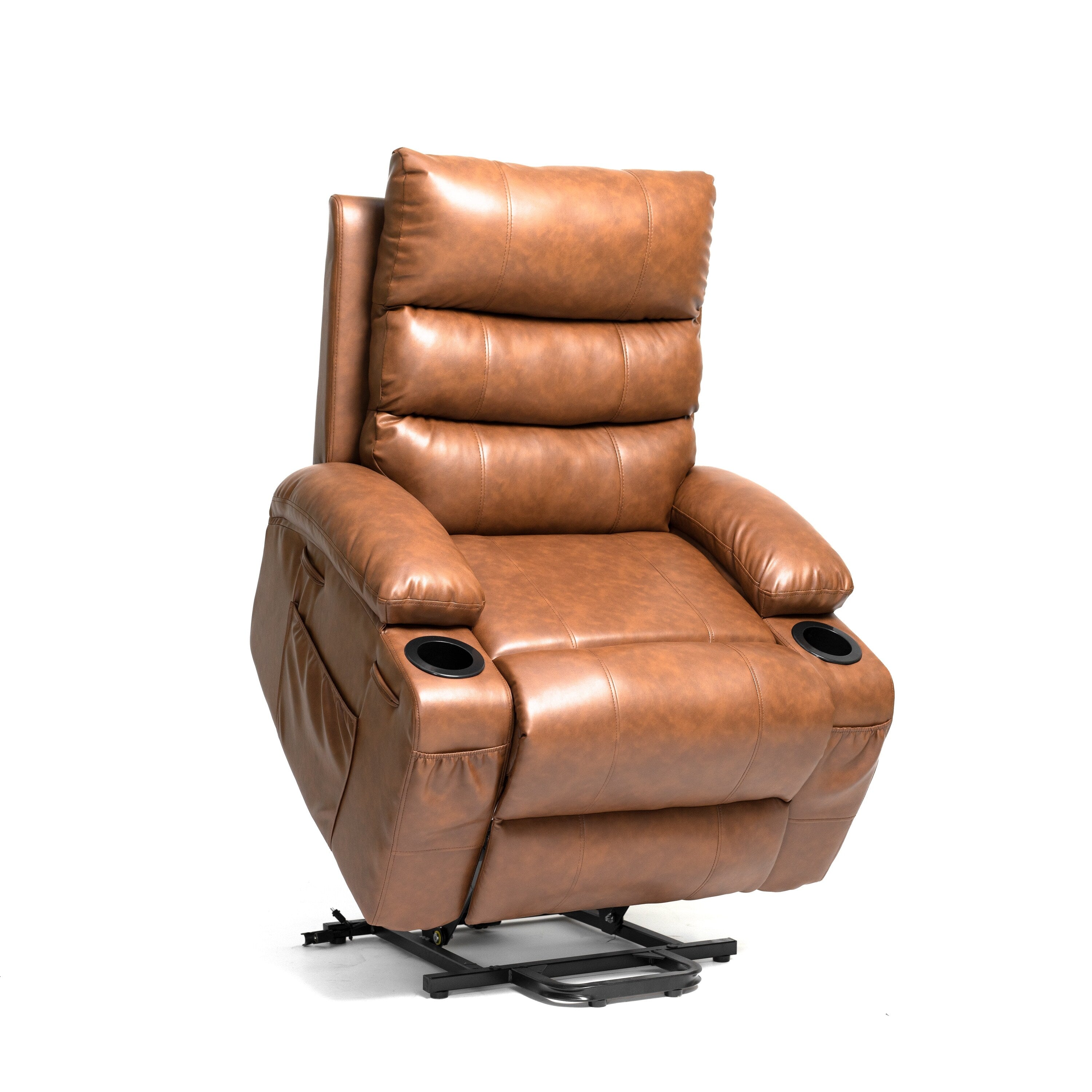 Fauteuil inclinable électrique de 21 pouces de large pour personnes âgées, massage lombaire à 8 points, chauffage, télécommande, poches latérales, porte-gobelets