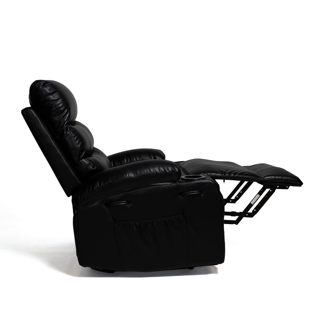 Fauteuil inclinable électrique de 21 pouces de large pour personnes âgées, massage lombaire à 8 points, chauffage, télécommande, poches latérales, porte-gobelets