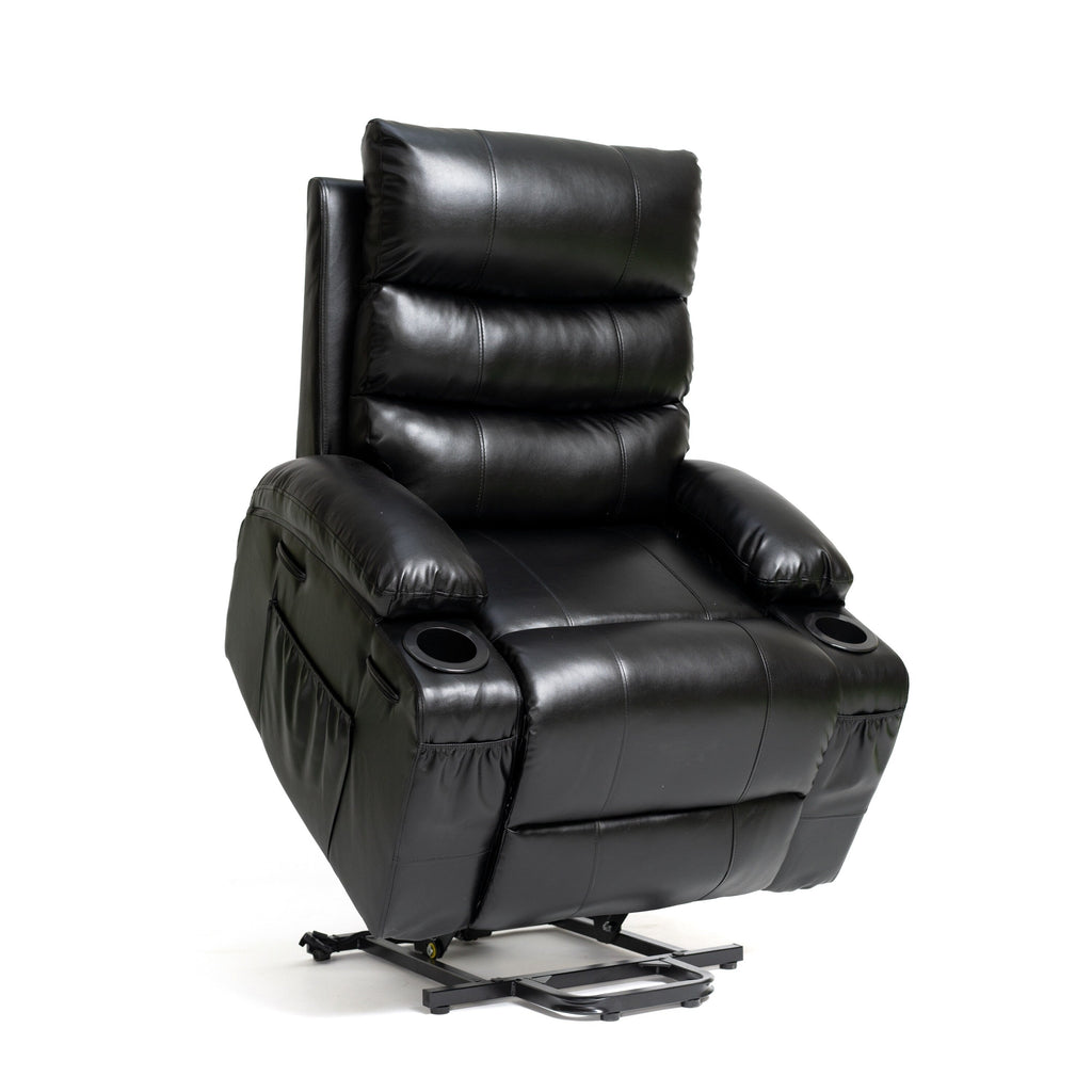 Fauteuil inclinable électrique 21 W, grand format, massage par vibrations à 8 points et chauffage lombaire, télécommande, poches latérales, porte-gobelets