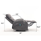 Fauteuil inclinable électrique 21 W, grand format, massage par vibrations à 8 points et chauffage lombaire, télécommande, poches latérales, porte-gobelets