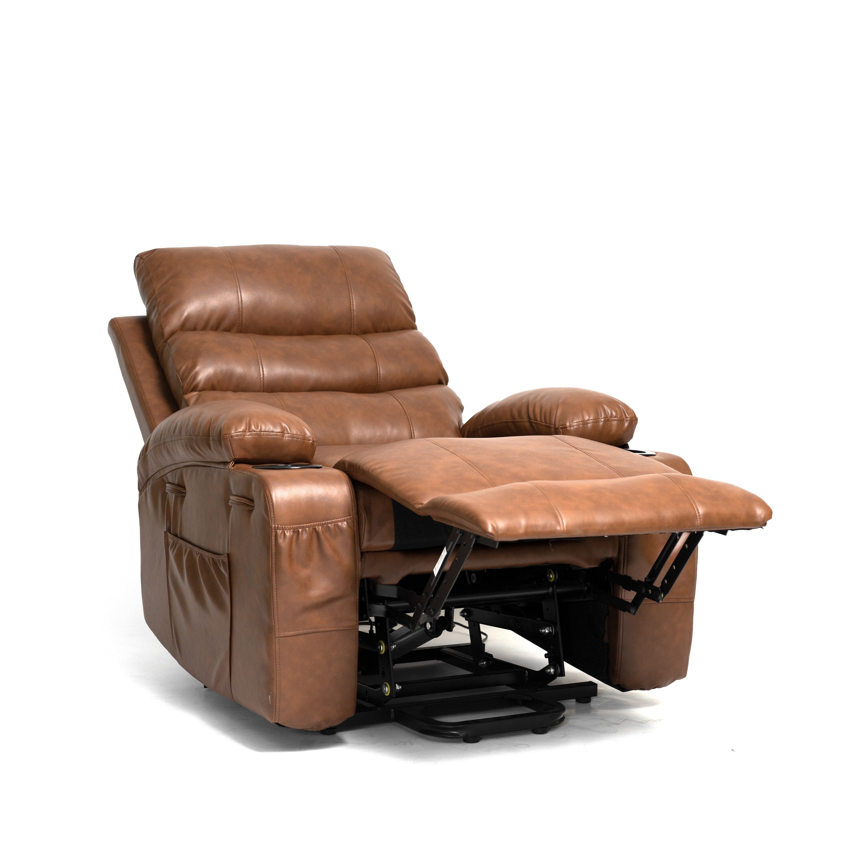 Fauteuil inclinable électrique 21 W, grand format, massage par vibrations à 8 points et chauffage lombaire, télécommande, poches latérales, porte-gobelets
