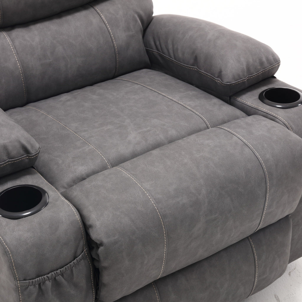 Fauteuil inclinable électrique 21 W, grand format, massage par vibrations à 8 points et chauffage lombaire, télécommande, poches latérales, porte-gobelets