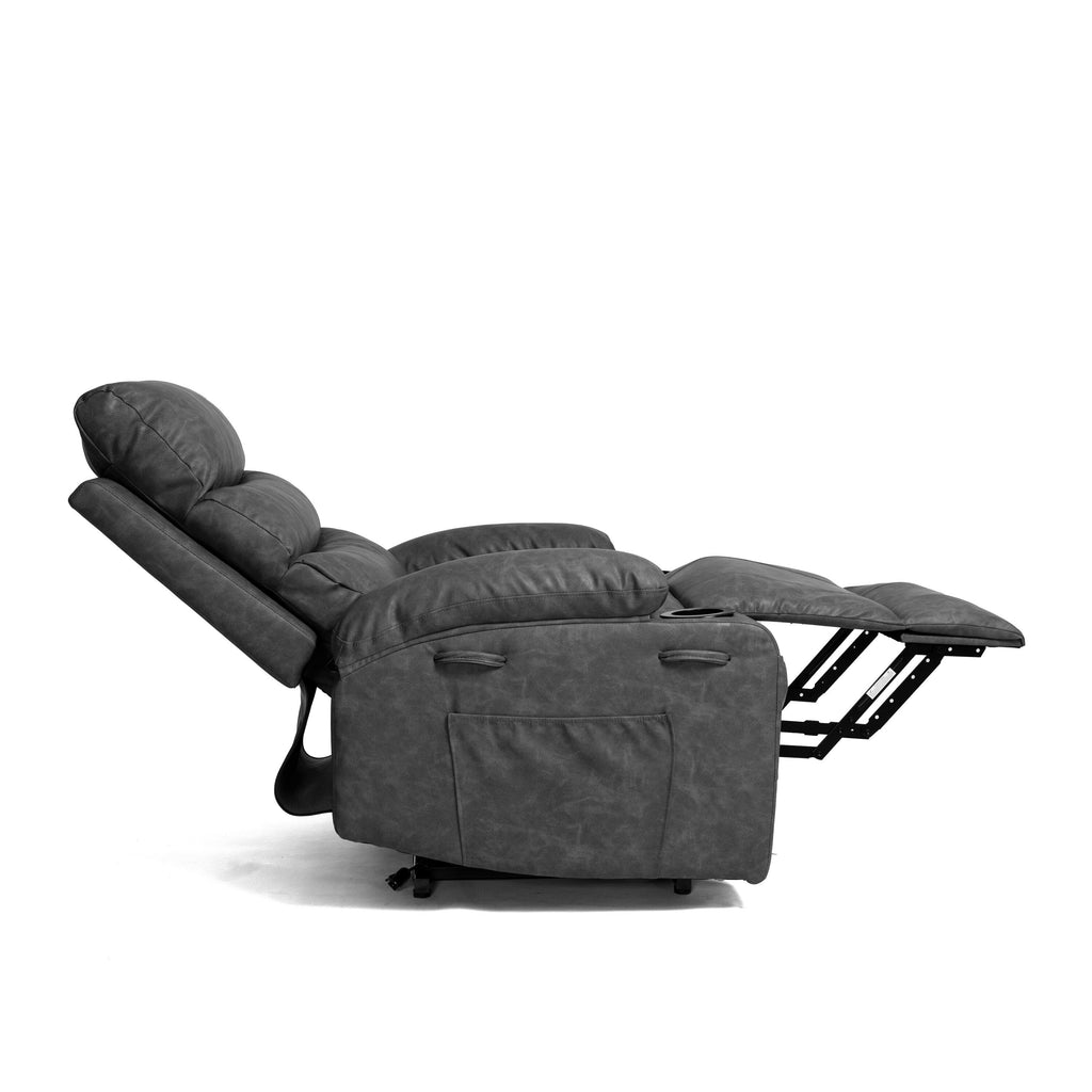Fauteuil inclinable électrique 21 W, grand format, massage par vibrations à 8 points et chauffage lombaire, télécommande, poches latérales, porte-gobelets