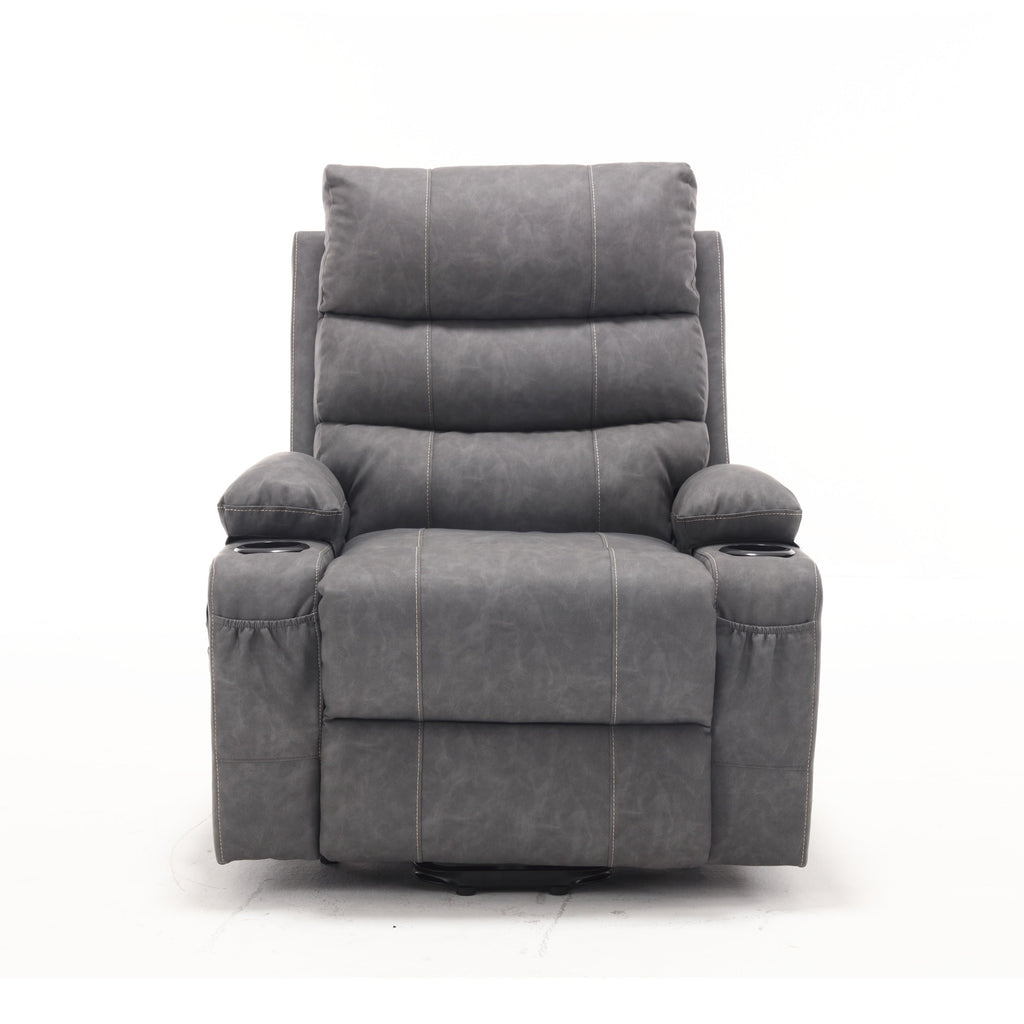 Fauteuil inclinable électrique 21 W, grand format, massage par vibrations à 8 points et chauffage lombaire, télécommande, poches latérales, porte-gobelets