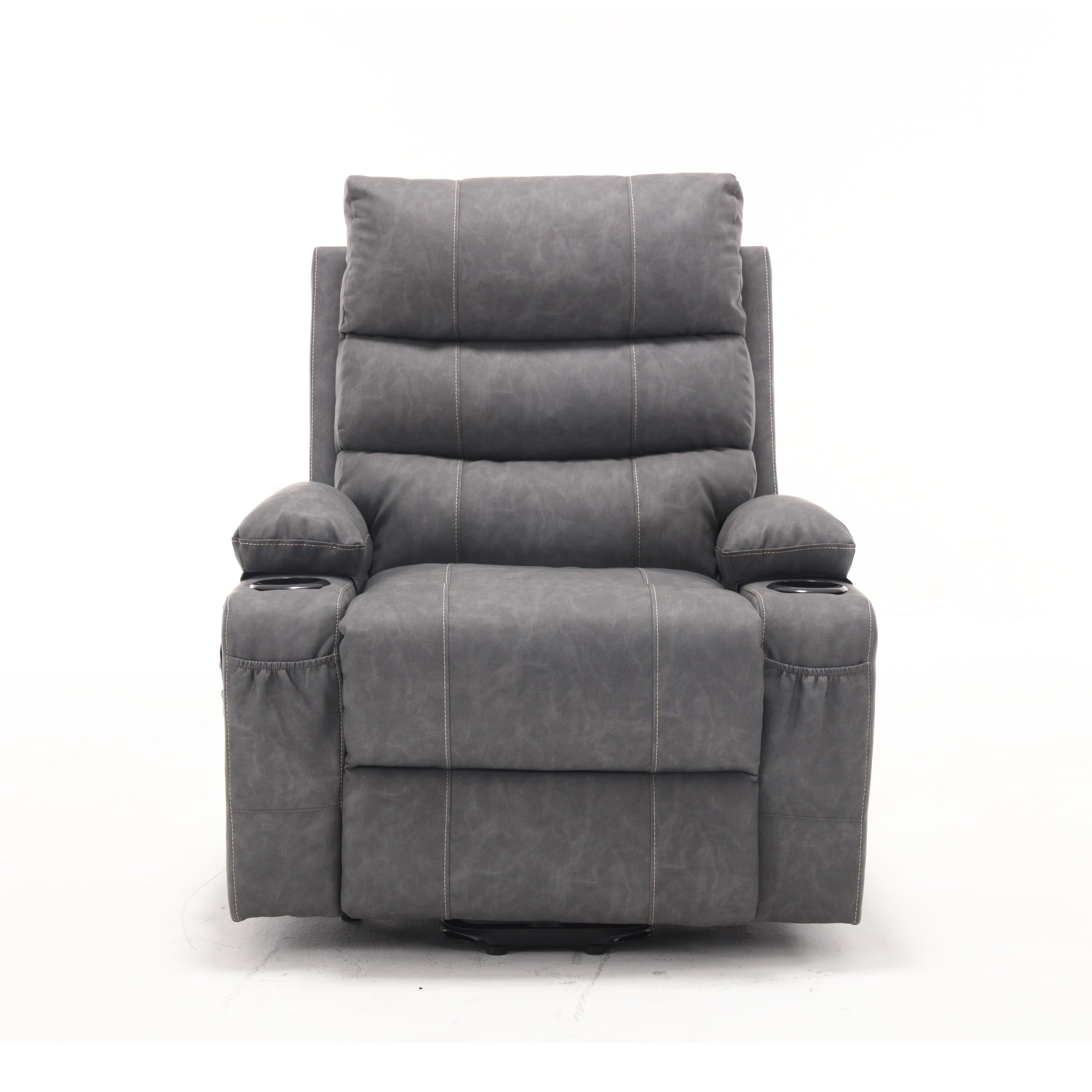Fauteuil inclinable électrique 21 W, grand format, massage par vibrations à 8 points et chauffage lombaire, télécommande, poches latérales, porte-gobelets