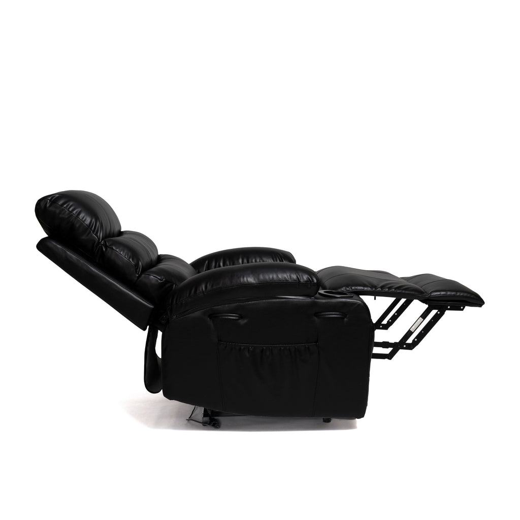 Fauteuil inclinable électrique 21 W, grand format, massage par vibrations à 8 points et chauffage lombaire, télécommande, poches latérales, porte-gobelets