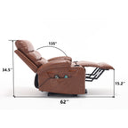 Fauteuil inclinable électrique 21 W, grand format, massage par vibrations à 8 points et chauffage lombaire, télécommande, poches latérales, porte-gobelets
