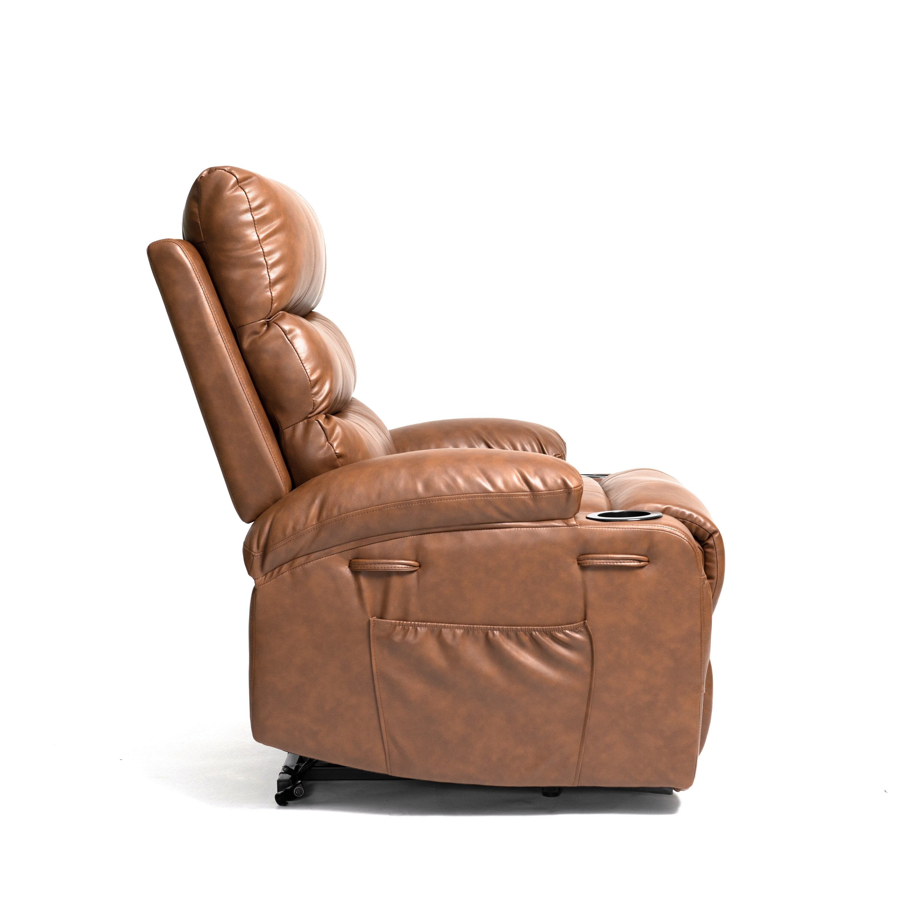 Fauteuil inclinable électrique 21 W, grand format, massage par vibrations à 8 points et chauffage lombaire, télécommande, poches latérales, porte-gobelets
