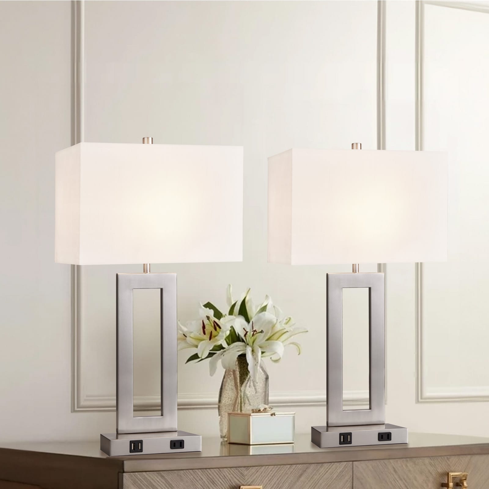 Ensemble de 22 lampes de table USB grises à commande tactile