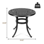 Table de bistrot ronde d'extérieur en fonte d'aluminium 23,22 pouces, table d'appoint ronde d'extérieur en mosaïque