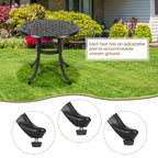 Table de bistrot ronde d'extérieur en fonte d'aluminium 23,22 pouces, table d'appoint ronde d'extérieur en mosaïque