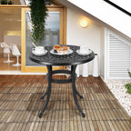 Table de bistrot ronde d'extérieur en fonte d'aluminium 23,22 pouces, table d'appoint ronde d'extérieur en mosaïque