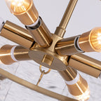 Lustre moderne en cristal doré de 23,6 po, 6 lumières, style tambour glamour, pour îlot de cuisine et salle à manger