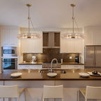 Lustre moderne en cristal doré de 23,6 po, 6 lumières, style tambour glamour, pour îlot de cuisine et salle à manger